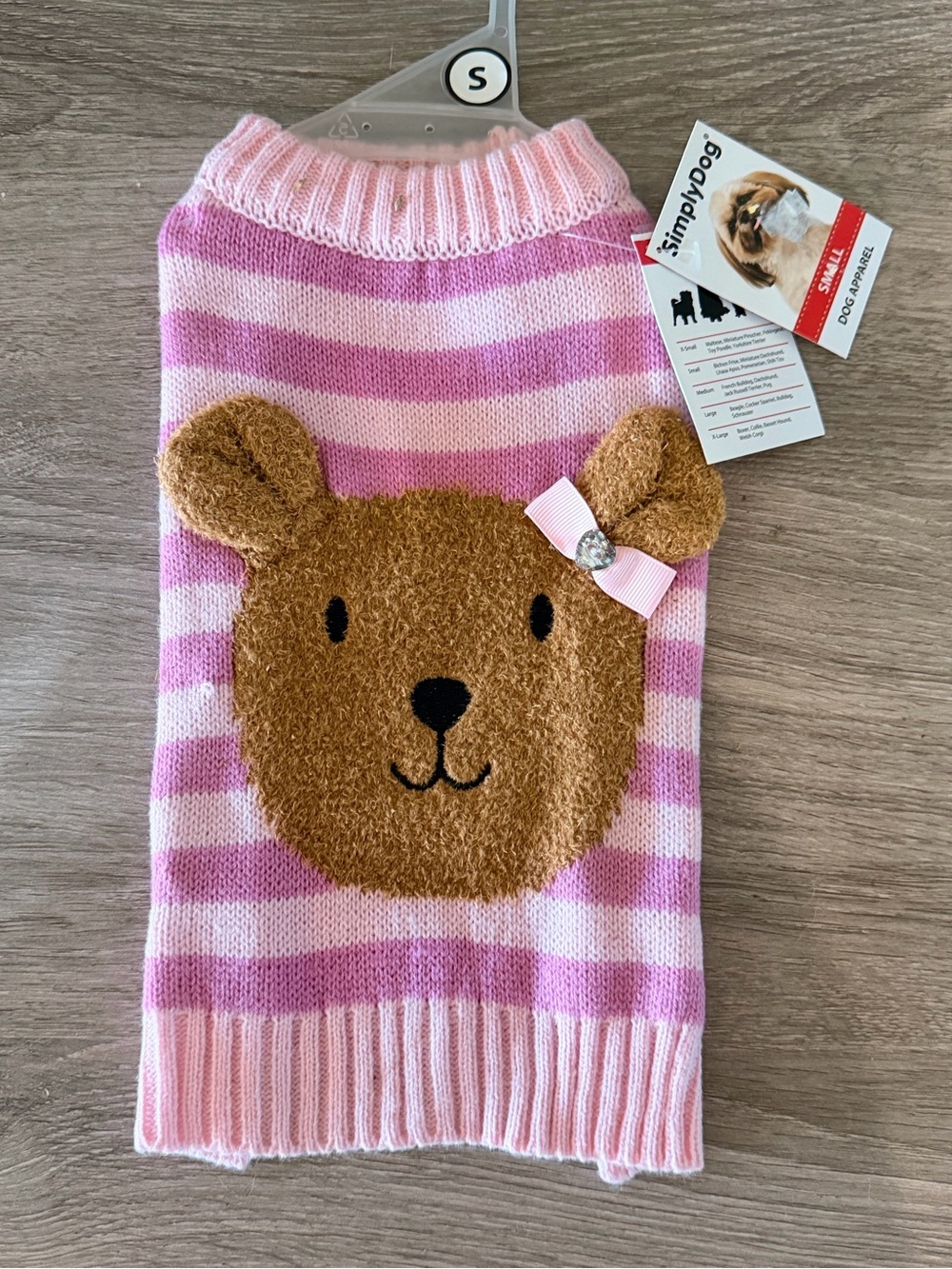 Simply Dog pink and light pink striped sweater